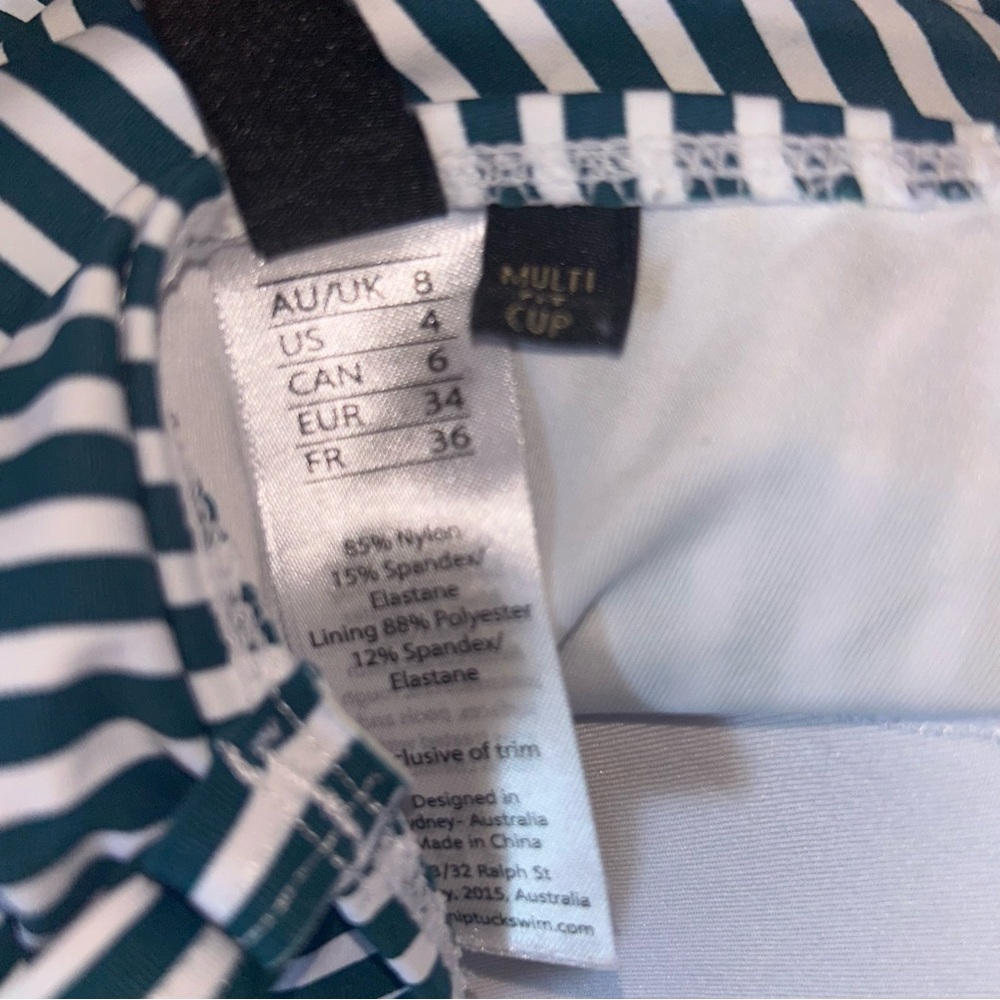 Striped Green and White Swimsuit by Nip Tuck sz 4 - Picture 7 of 7